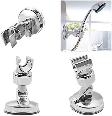 Heavy-Duty Suction Cup Shower Head Holder | Drill-Free Adjustable Shower Bracket | Chrome-Plated Finish | 360° Swivel Rotation | Tool-Free Wall Mount
