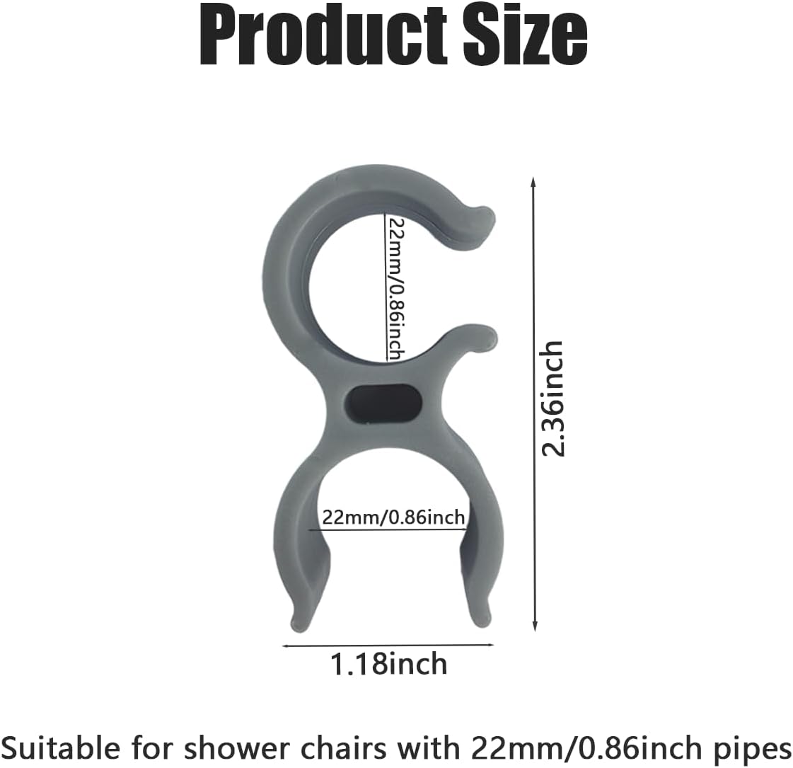 4PCS 22mm Universal Shower Head Holder Clip | Dual Clamp Design for Shower Chairs & Bath Seats | ABS Construction | Hands-Free Shower Bracket