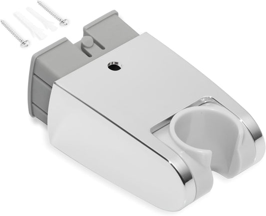 Wall Mounted Shower Head Holder | Adjustable Handheld Shower Bracket | Drill-Free & Screw Mount Options | Chrome ABS | Universal Showerhead Clamp