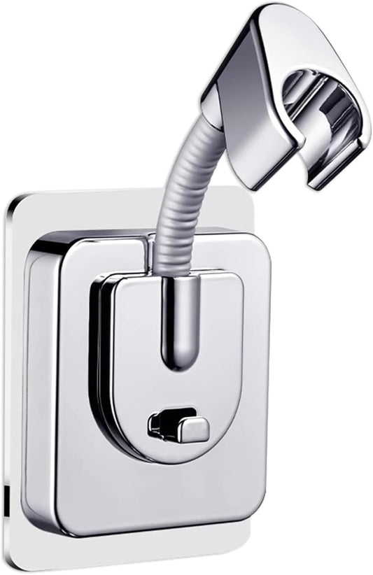 Drill-Free Flexible Hose Shower Head Holder | Wall-Mount Adhesive Bracket | 2.2cm (0.86in) Universal Fit | Angle Adjustable | No Tools Required