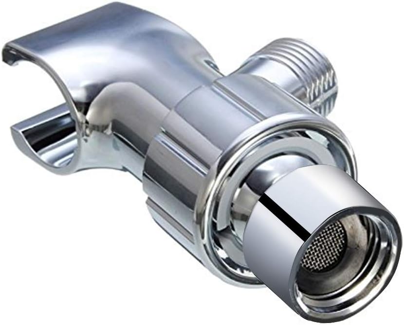 360° Swivel Brass Shower Head Holder with Adapter | Chrome-Plated Metal | 1/2 Inch Female Inlet & Male Outlet | Universal Fit for Round Shower Handles