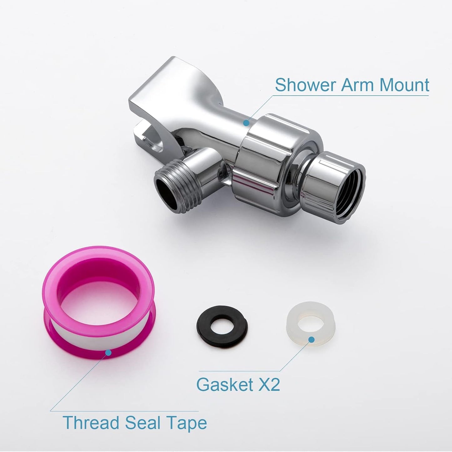 3-Way Shower Diverter Valve Kit | Chrome Brass Shower Arm Splitter | 1/2-Inch Standard Thread | Includes Gaskets & Teflon Tape