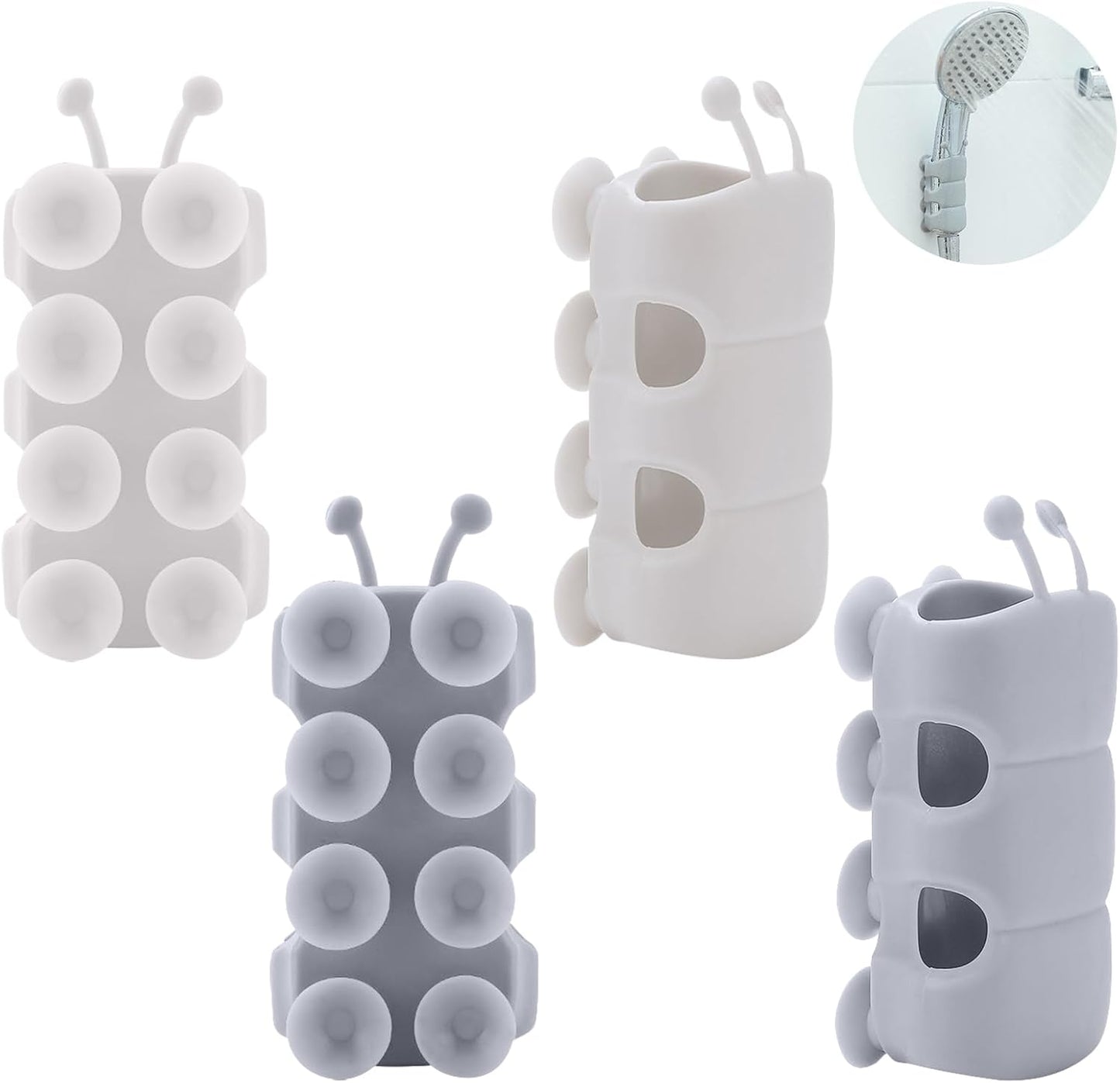 4-Pack Silicone Suction Wall Clips | Multi-Function Cable Toothbrush Towel Holders | Cute Caterpillar Design | Adhesive-Free | Soft Rubber Material