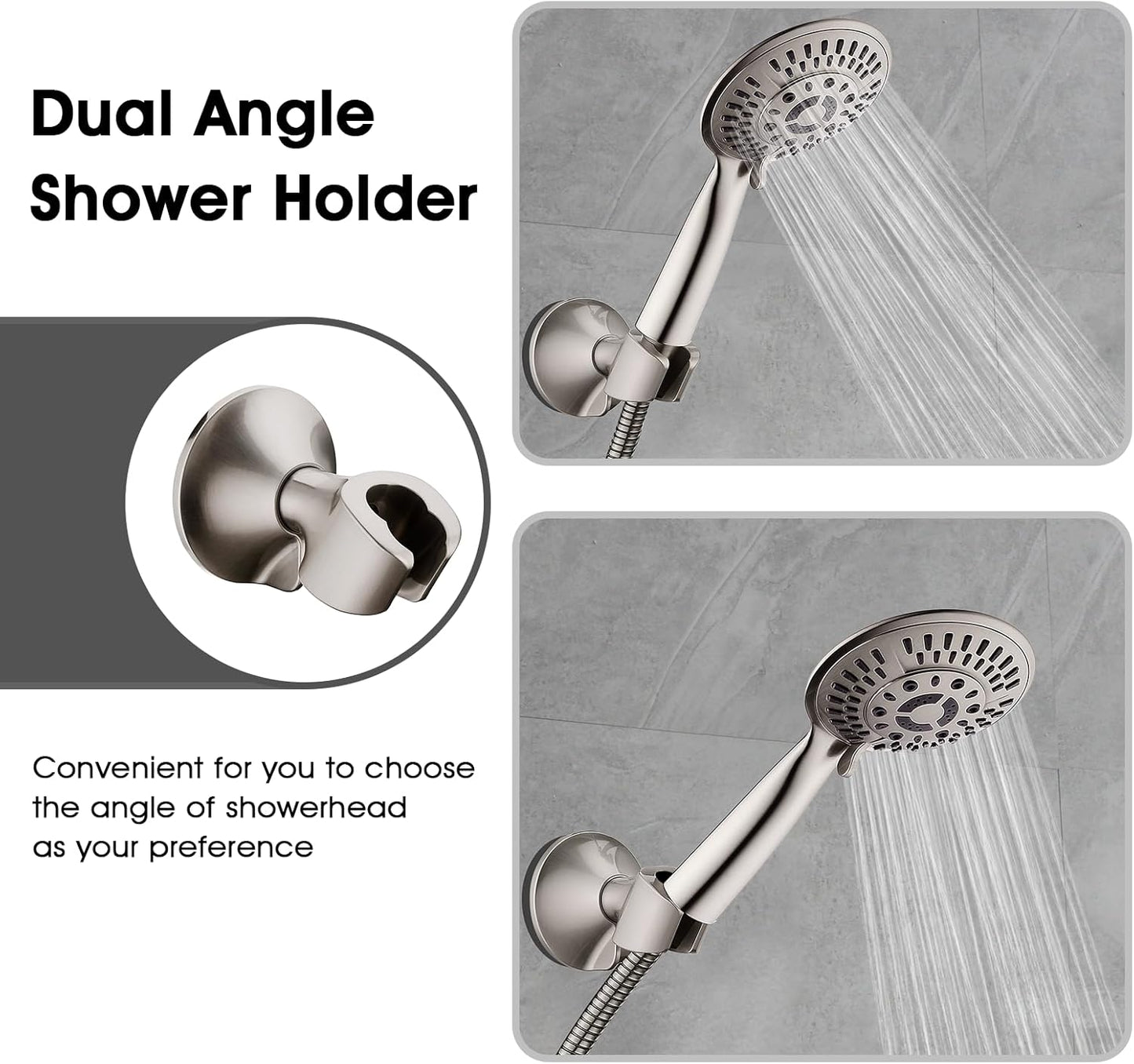 Universal Wall-Mounted Shower Head Holder | Fits Stainless Steel Conical Nuts | Not for Plastic Hose or Hex Nuts | Heavy-Duty Metal Bracket
