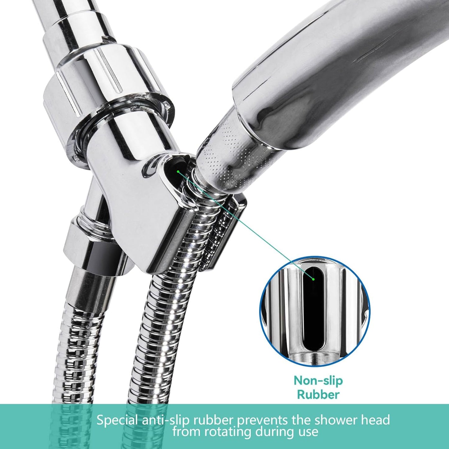 Shower Arm with Adjustable Shower Head Holder Set | 1/2 Inch IPS Female & Male Thread | Chrome-Plated Metal | Fits Most Handheld Showers