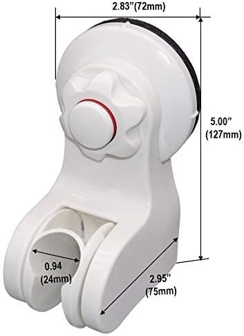 White Suction Cup Adjustable Shower Head Holder | Drill-Free Installation | Fits 24mm Handheld Shower | Locking Knob for Secure Mount