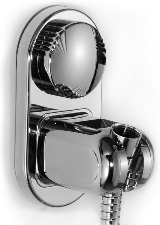 Universal Heavy-Duty Shower Head Holder | Wide Slot 0.92" | Drill-Free Wall Mount | Fits Large and Conical Shower Handles | Chrome Finish