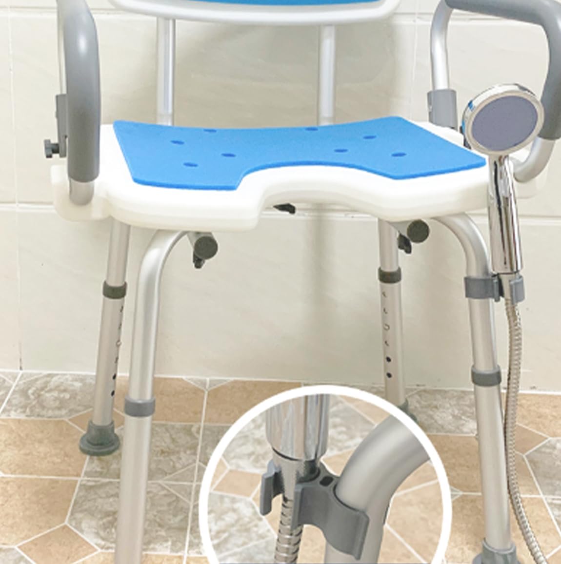 4PCS  22mm Universal Shower Head Holder Clip | Dual Clamp Design for Shower Chairs & Bath Seats | ABS Construction | Hands-Free Shower Bracket