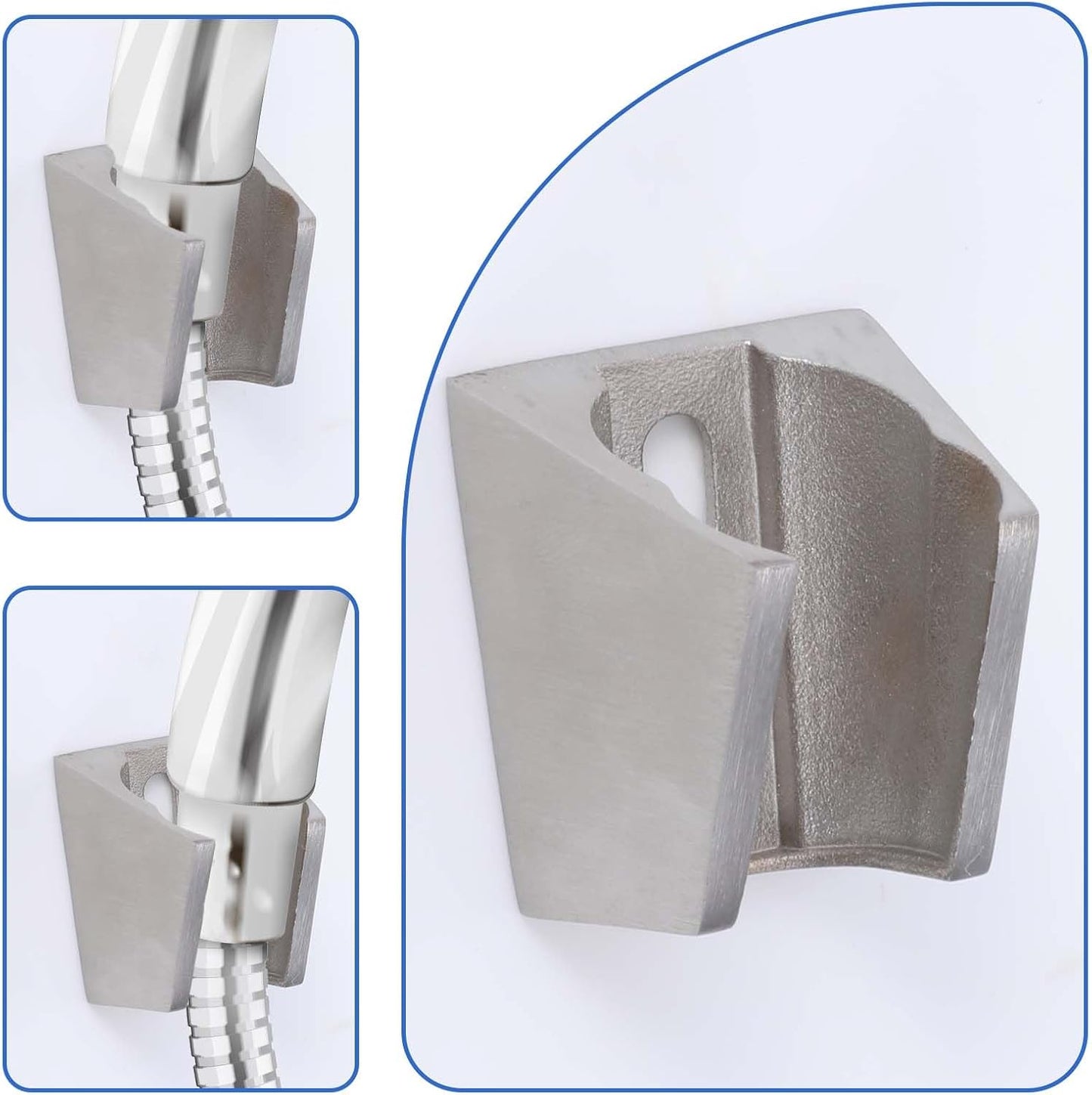 Stainless Steel Shower Head Wall Mount Holder | Fixed Bracket with Screws and Anchors | Fits Conical Shower End | Rustproof & Durable