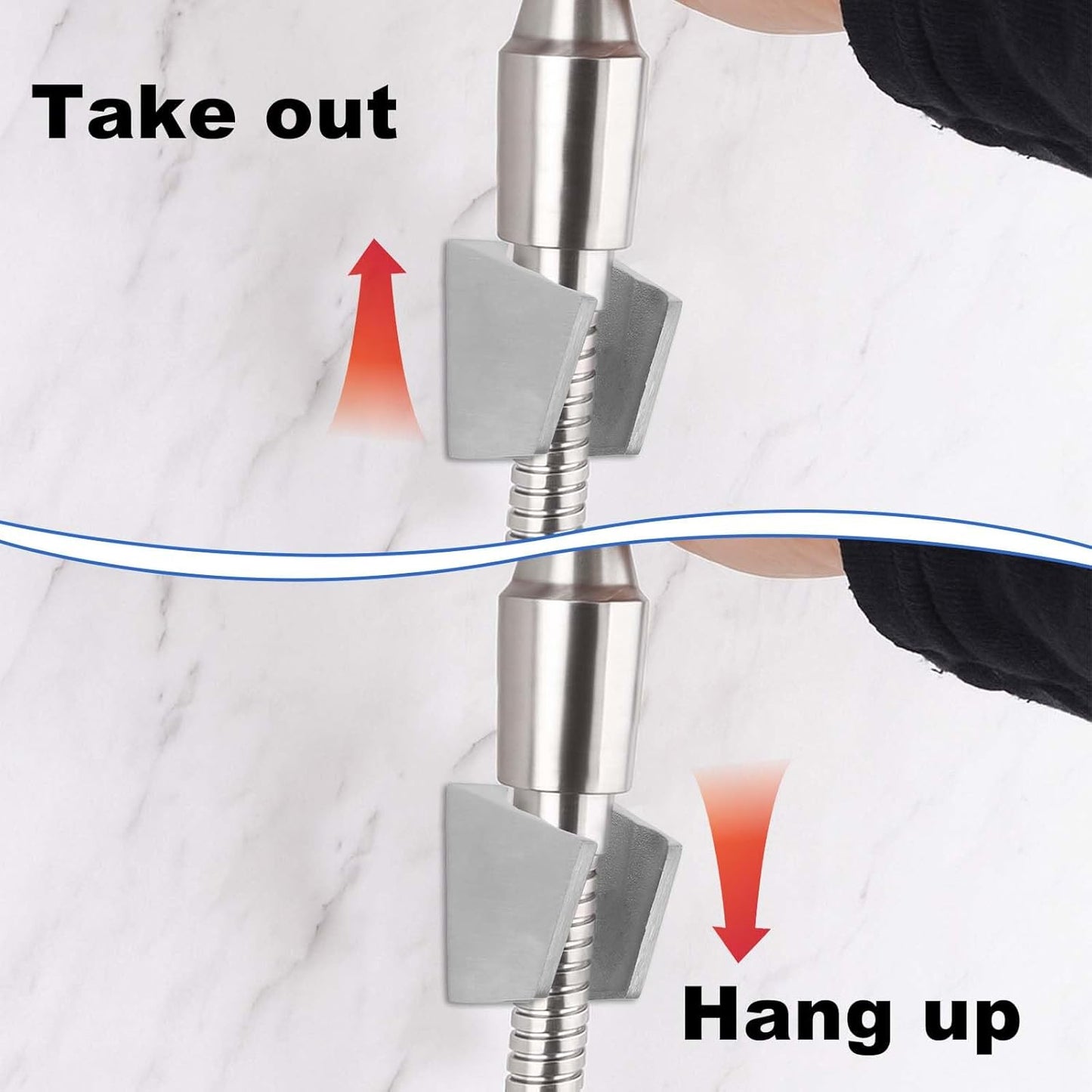 Stainless Steel Shower Head Wall Mount Holder | Fixed Bracket with Screws and Anchors | Fits Conical Shower End | Rustproof & Durable