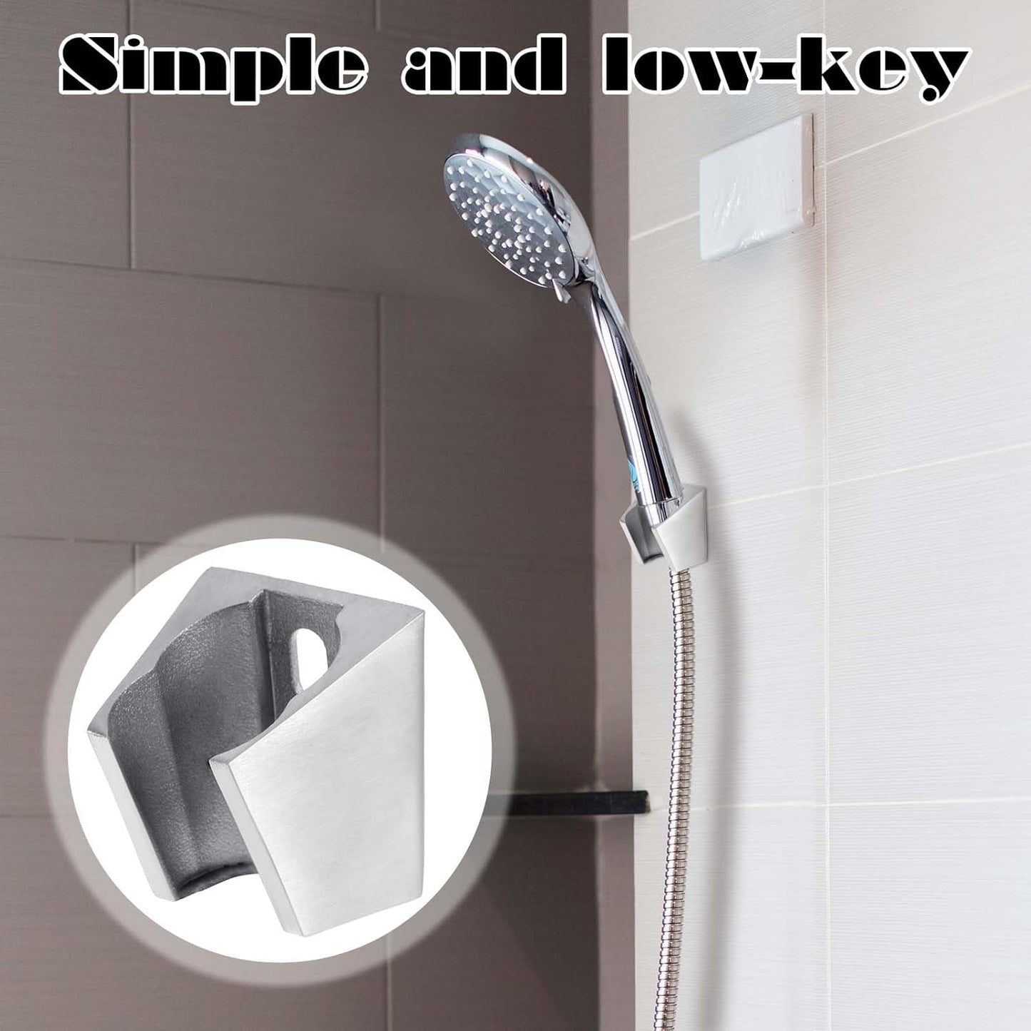 Stainless Steel Shower Head Wall Mount Holder | Fixed Bracket with Screws and Anchors | Fits Conical Shower End | Rustproof & Durable