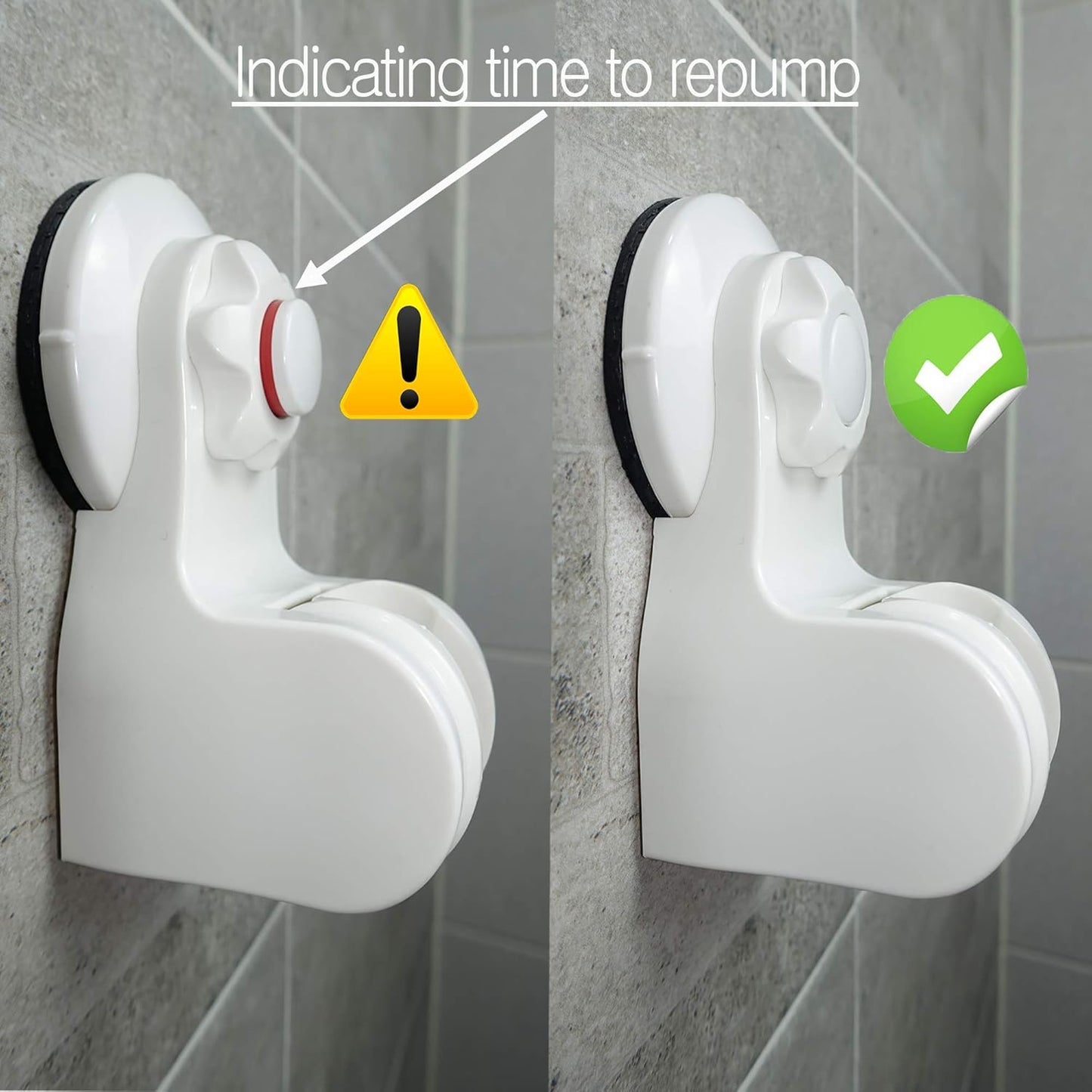 White Suction Cup Adjustable Shower Head Holder | Drill-Free Installation | Fits 24mm Handheld Shower | Locking Knob for Secure Mount